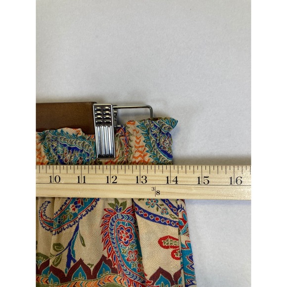 Rose + Olive Wide Leg Pants Women Small Orange Paisley Patchwork Boho Smocked - Picture 7 of 10